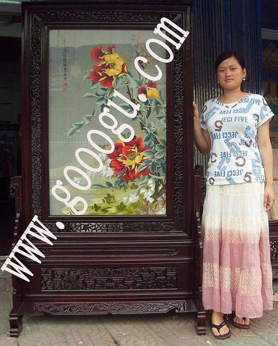 雙面繡屏風，家庭玄關(guān)屏風，居家屏風隔斷，高檔雙面繡隔斷