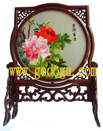 牡丹雙面繡，雙面繡牡丹臺(tái)屏
