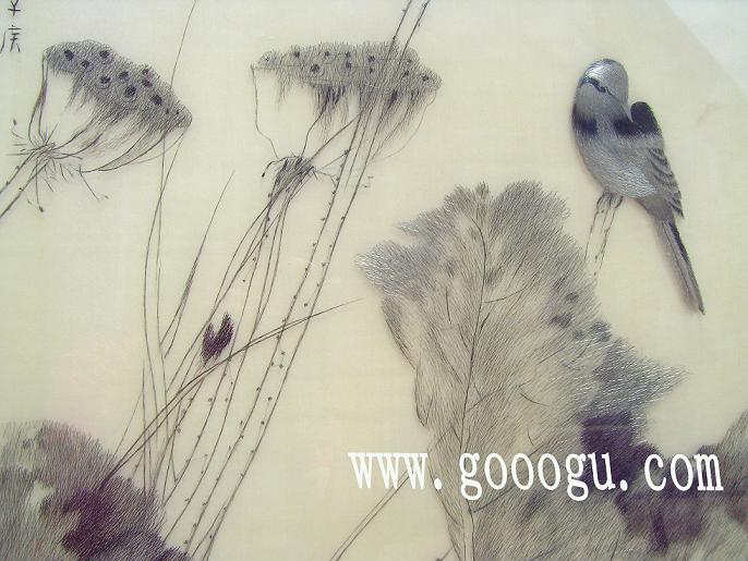 素雅荷花,手工刺繡精品畫,高檔掛畫