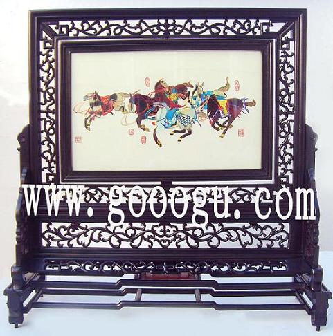 駿馬圖蘇繡，蘇州刺繡精品，手工刺繡工藝品