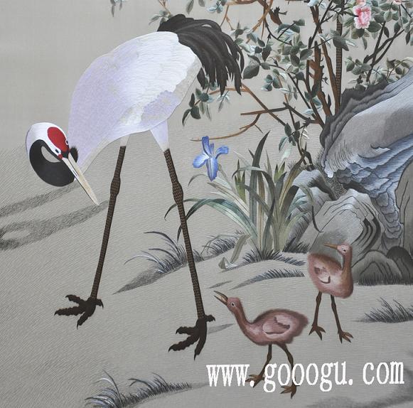 蘇繡精品《花蔭雙鶴圖》，中式裝飾壁畫，古典刺繡畫