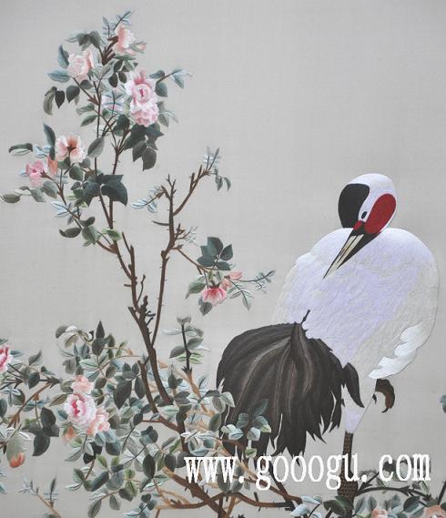 郎世寧《花蔭雙鶴圖》，蘇繡，蘇州刺繡，手工刺繡，高檔刺繡畫