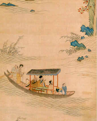 刺繡赤壁夜游圖（軸），故宮刺繡，古代刺繡精品，刺繡藏品