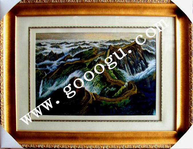 長(zhǎng)城刺繡畫(huà)  風(fēng)景蘇繡畫(huà)  建筑手工刺繡畫(huà)