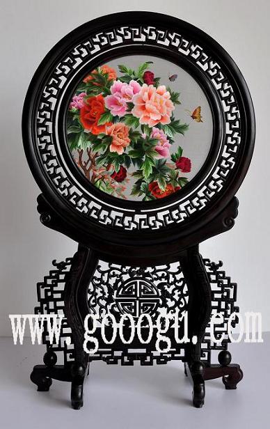 牡丹刺繡精品，牡丹雙面繡高檔，蘇州刺繡精品