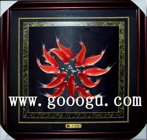 刺繡十二紅魚(yú) 中國(guó)傳統(tǒng)蘇繡畫(huà)