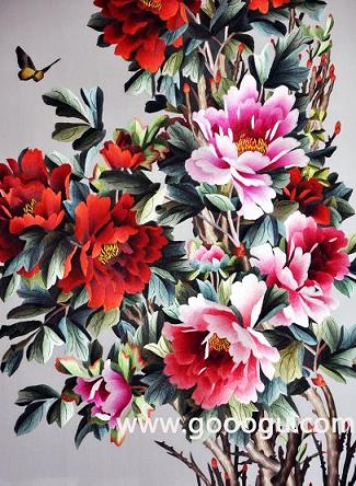 牡丹蘇繡畫，高檔刺繡牡丹榮華富貴，雙面繡牡丹隔斷