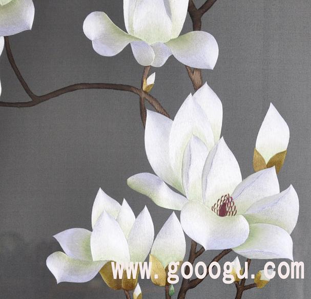 白玉蘭蘇繡 蘇繡隔斷玄關 蘇州刺繡